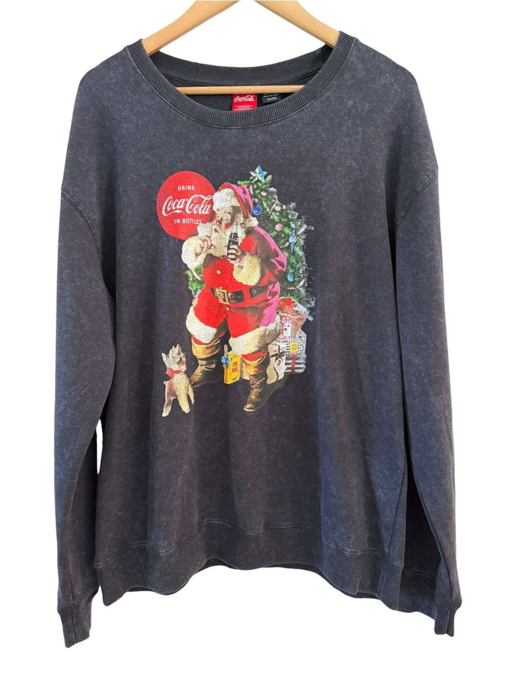 Coca-Cola Christmas Vintage Graphic Front Sweatshirt Coke Soda Pop Size XL